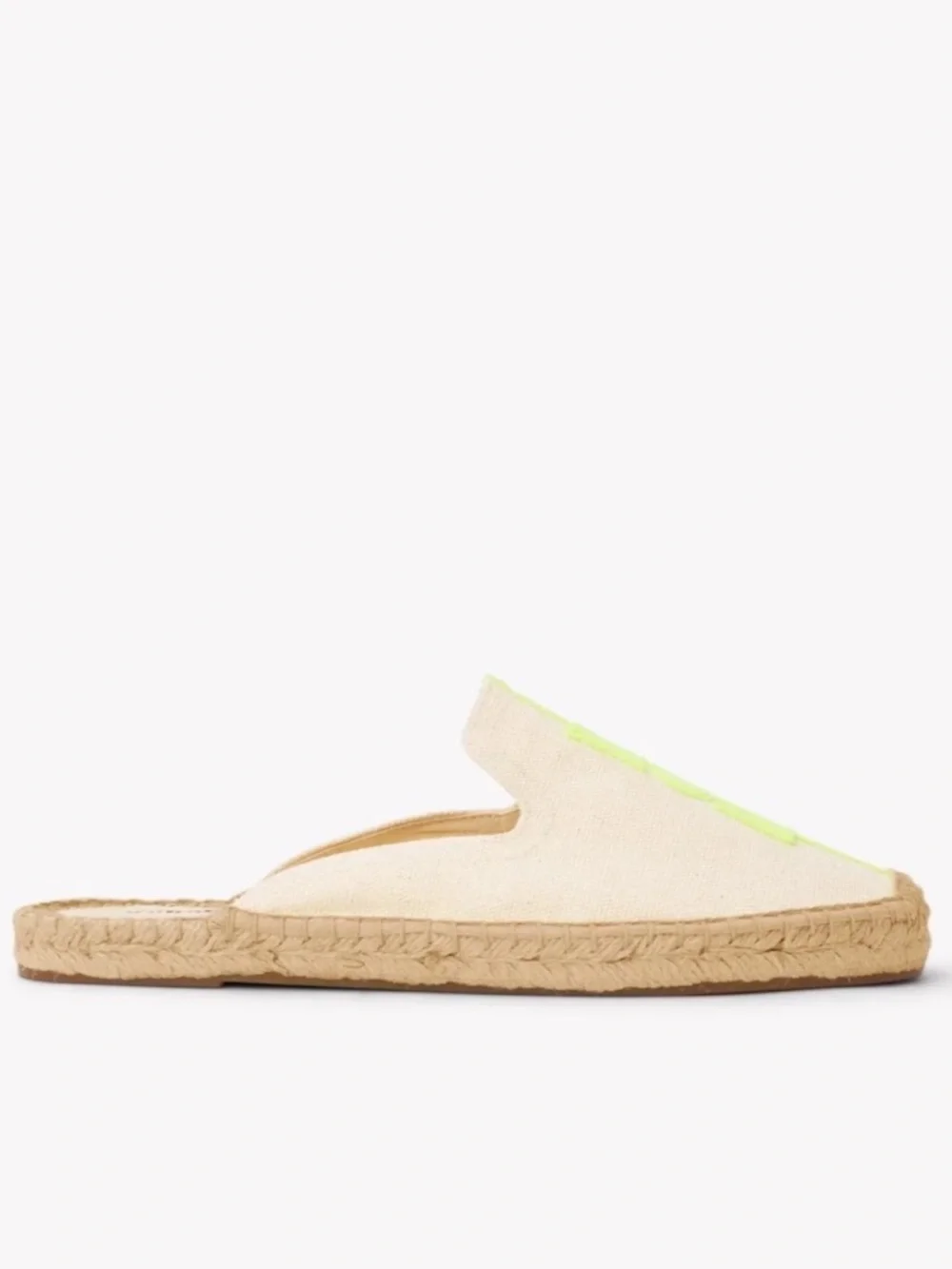NWT Soludos Cream Slip-On Espadrille with NeonYellow Stripe
